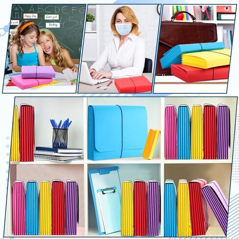 Fulmoon 24 Pack Colored Expanding File Wallet with Flap and Cord Closure, 3.5" Expansion Letter Size, Colorful File Pocket Assorted Colors for Office School Classroom Supplies in Saudi Arabia