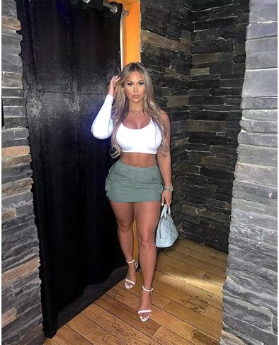 Cargo Skirts for Women Ruched Mini Skirt Side Drawstring High Waisted Skirt in Kuwait