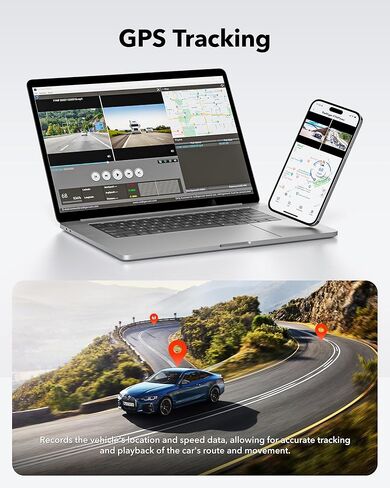 كاميرا REDTIGER 4K Dash Cam أمامية وخلفية 1080P مع مجموعة أسلاك صلبة، كاميرا سيارة WiFi GPS مدمجة مع بطاقة مجانية سعة 128 جيجابايت، تسجيل حلقي، رؤية ليلية، وضع ركن السيارة، التحكم الذكي في التطبيقات، كاميرا خلفية مقاومة للماء in Kuwait