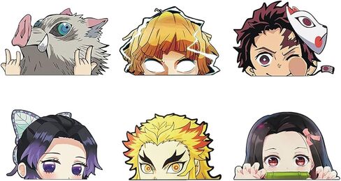 6 قطع من ملصقات الكمبيوتر المحمول Slayer Demon Nezuko Anime ملحقات السيارة ملصق فينيل لطيف ومضحك لزجاجة المياه | لوح التزلج | دراجة | قبعة صلبة | كمبيوتر | حجم مقاوم للماء: 4 بوصة × 5.5 بوصة لكل قطعة in Kuwait