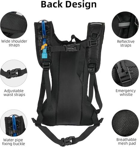 Hydration Backpack, Water Backpack with 2L Water Bladder, Lightweight Hiking Backpack High Flow Bite Valve Water Backpack, Hydration Pack for Hiking, Biking, Running and Climbing in Kuwait