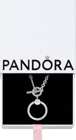 Pandora Moments O Pendant T-Bar Necklace - Charm Holder Necklace - Jewelry for Women - Sterling Silver - 19.7", With Gift Box in Saudi Arabia