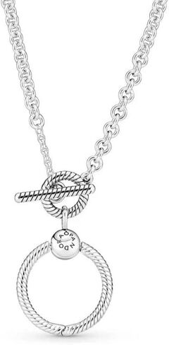 Pandora Moments O Pendant T-Bar Necklace - Charm Holder Necklace - Jewelry for Women - Sterling Silver - 19.7", With Gift Box in Saudi Arabia