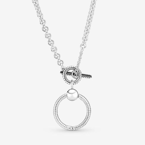 Pandora Moments O Pendant T-Bar Necklace - Charm Holder Necklace - Jewelry for Women - Sterling Silver - 19.7", With Gift Box in Saudi Arabia