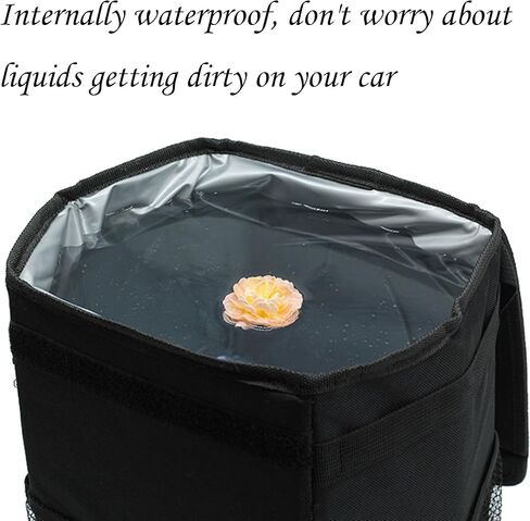 سلة مهملات السيارة، سلة مهملات المطبخ، سلة المهملات مناسبة للمطبخ، غرفة المعيشة، الحمام، مقاومة للتسرب، سلة مهملات السيارة مع غطاء، حقيبة قمامة السيارة قابلة للطي والمحمولة، أسود in Kuwait