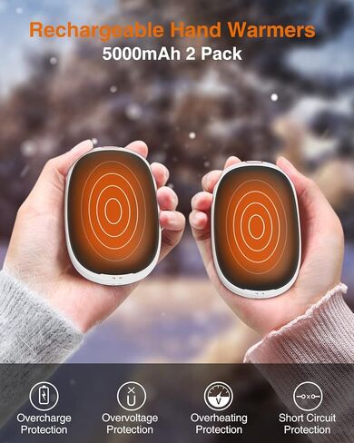 Magnetic Hand Warmers Rechargeable 2 Pack, Lafhome 5000mAh Reusable Portable Hand Warmer/Power Bank, 2 in 1 Electric Pocket Warmer Great for Outdoor, Hunting, Golf, Camping, Warm Gifts for Women Men in Saudi Arabia