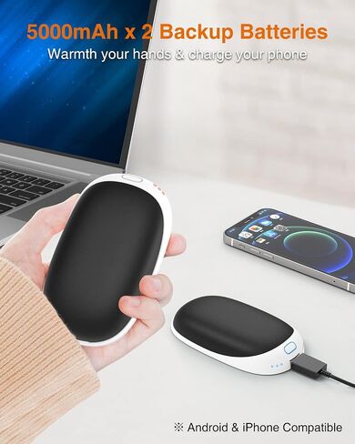 Magnetic Hand Warmers Rechargeable 2 Pack, Lafhome 5000mAh Reusable Portable Hand Warmer/Power Bank, 2 in 1 Electric Pocket Warmer Great for Outdoor, Hunting, Golf, Camping, Warm Gifts for Women Men in Saudi Arabia