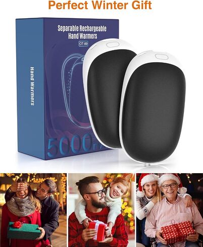 Magnetic Hand Warmers Rechargeable 2 Pack, Lafhome 5000mAh Reusable Portable Hand Warmer/Power Bank, 2 in 1 Electric Pocket Warmer Great for Outdoor, Hunting, Golf, Camping, Warm Gifts for Women Men in Saudi Arabia