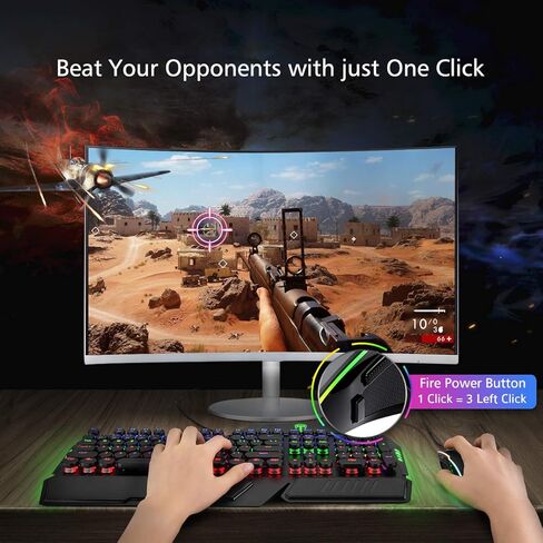 ماوس ألعاب سلكي من RisoPhy RGB، ماوس ألعاب الكمبيوتر الشخصي مع 8 أزرار قابلة للبرمجة، إضاءة خلفية Chroma RGB، 7200 نقطة في البوصة قابلة للتعديل، قبضة مريحة مريحة لألعاب الكمبيوتر الضوئية مع زر إيقاف، أسود in Kuwait