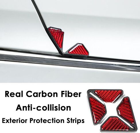 Car Door Corner Anti-Collision Strip Compatible with Tesla Model Y 3 X S Semi Cybertruck Real Carbon Fiber Accessories Exterior Decorations Protection Stickers Decals Trims Strips (Black) in Saudi Arabia
