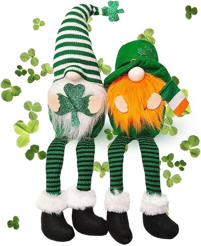 عيد القديس باتريك جنوم القطيفة الزينة 2PCS الأخضر الأيرلندية التماثيل قزم ديكور اليدوية الاسكندنافية المنزل الجدول شامروك الحلي لطيف هدايا عيد القديس باتريك in Kuwait