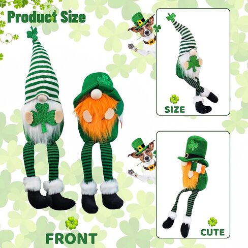 عيد القديس باتريك جنوم القطيفة الزينة 2PCS الأخضر الأيرلندية التماثيل قزم ديكور اليدوية الاسكندنافية المنزل الجدول شامروك الحلي لطيف هدايا عيد القديس باتريك in Kuwait