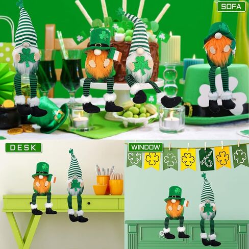 عيد القديس باتريك جنوم القطيفة الزينة 2PCS الأخضر الأيرلندية التماثيل قزم ديكور اليدوية الاسكندنافية المنزل الجدول شامروك الحلي لطيف هدايا عيد القديس باتريك in Kuwait