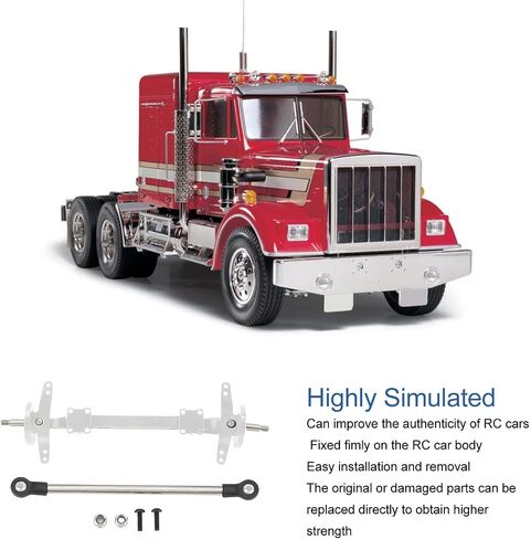 RC Axle, Aluminium Alloy 1/14 RC Truck Front Steering Rod Link Pole Wheel Axle, RC Front Steering Wheel Axle Upgrades Parts for 1/14 Remote Control Unpowered Tractor Truck (Silver) in Saudi Arabia