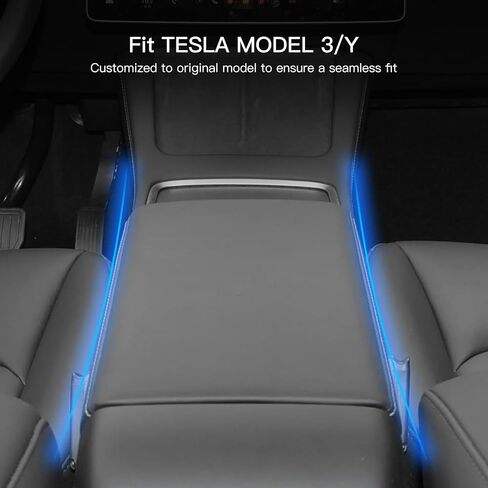 حشو فجوات مقعد السيارة مع فتحات حزام الأمان المتوافقة مع حاصرات الشقوق طراز Tesla Model Y لملحقات Tesla Model 3/Y، ملء الفجوة بين المقعد ووحدة التحكم وإيقاف الأشياء من السقوط (قطعتان) in Kuwait