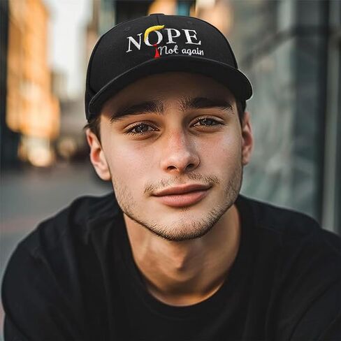 Nope Not Again Baseball Cap - Adjustable Anti-Trump Slogan Hat, Funny Casual Hat Embroidered Unisex Headwear Dad Cap Costume Accessories Black in Kuwait