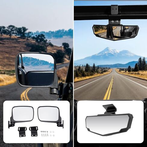 & UTV PRO مجموعة مرآة الرؤية الخلفية والمرايا الجانبية لعام 2014-2023 Polaris Ranger 500/570/ XP 900، ملحقات المرايا المنفصلة المحدبة القابلة للتعديل UTV in Saudi Arabia