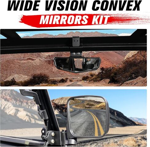 & UTV PRO مجموعة مرآة الرؤية الخلفية والمرايا الجانبية لعام 2014-2023 Polaris Ranger 500/570/ XP 900، ملحقات المرايا المنفصلة المحدبة القابلة للتعديل UTV in Saudi Arabia