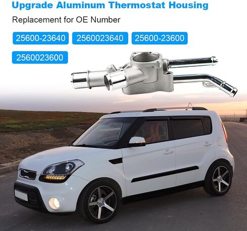 Aluminium Coolant Thermostat Housing Compatible with Hyundai Elantra 2003-2005 Tiburon 2003-2008, Kia Sportage 2006-2010 Soul 2010-2011, Replacement for 25600-23640 25600-23600 in Saudi Arabia