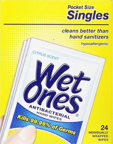 مناديل رطبة سميكة مضادة للبكتيريا من ويت وانز، برائحة الحمضيات، فردية، 24 قطعة in Kuwait