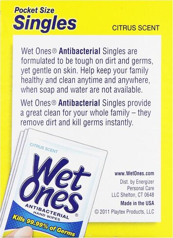 مناديل رطبة سميكة مضادة للبكتيريا من ويت وانز، برائحة الحمضيات، فردية، 24 قطعة in Kuwait
