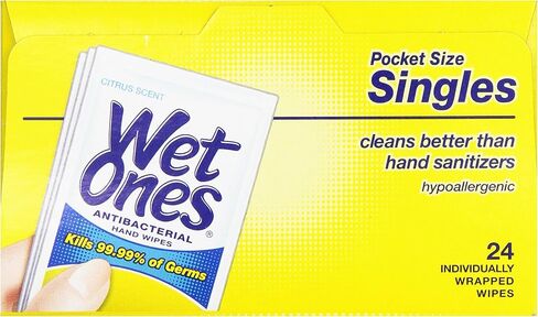 مناديل رطبة سميكة مضادة للبكتيريا من ويت وانز، برائحة الحمضيات، فردية، 24 قطعة in Kuwait