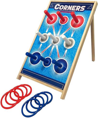 بطولة الزوايا: إعادة اختراع Ring Toss - لعبة الفناء والحفلات، لوحة ربط خشبية، لعبة تسجيل المنافسة، داخلية وخارجية، للعائلة والأصدقاء للأعمار من 6 سنوات فما فوق. in Saudi Arabia