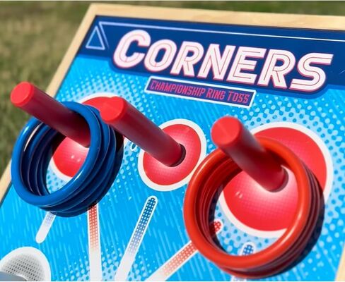 بطولة الزوايا: إعادة اختراع Ring Toss - لعبة الفناء والحفلات، لوحة ربط خشبية، لعبة تسجيل المنافسة، داخلية وخارجية، للعائلة والأصدقاء للأعمار من 6 سنوات فما فوق. in Saudi Arabia