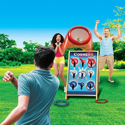 بطولة الزوايا: إعادة اختراع Ring Toss - لعبة الفناء والحفلات، لوحة ربط خشبية، لعبة تسجيل المنافسة، داخلية وخارجية، للعائلة والأصدقاء للأعمار من 6 سنوات فما فوق. in Saudi Arabia