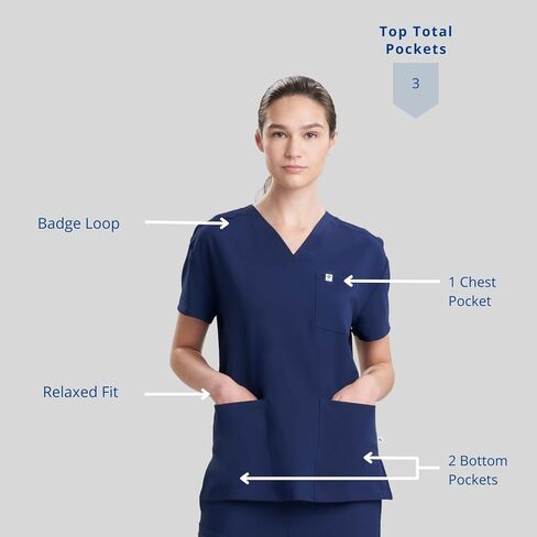 Care+Wear بلايز نسائية ذات 3 جيوب ورقبة على شكل حرف V in Kuwait