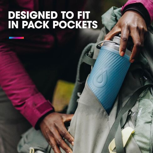 هيدراباك فلوكس - زجاجة مياه قابلة للطي للظهر (1 لتر) - خالية من البيسفينول أ، خفيفة للغاية، غطاء ملتوي مقاوم للانسكاب - أخضر سوترو in Kuwait