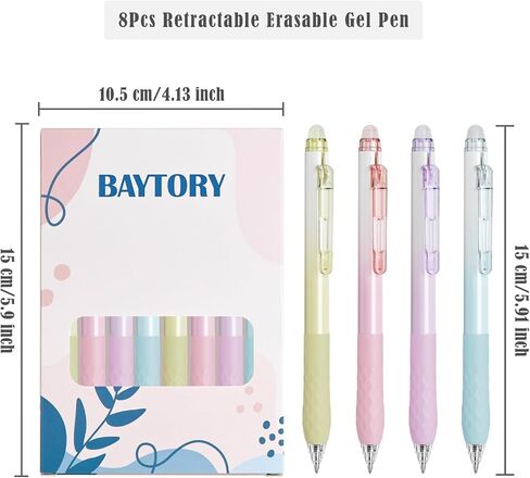 BAYTORY 8Pcs Fine Point Erasable Gel Pens, 0.5mm Retractable Black and Blue Ink Pen, Smooth Writhing Comfortable to Use for Taking Marking Planner Crossword Puzzles (Multicolor) in Kuwait