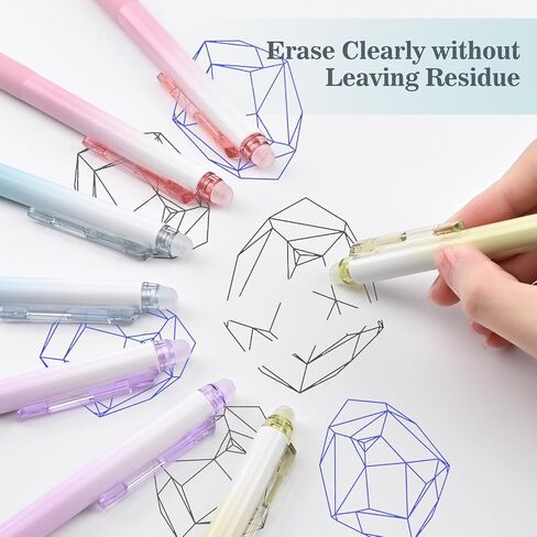BAYTORY 8Pcs Fine Point Erasable Gel Pens, 0.5mm Retractable Black and Blue Ink Pen, Smooth Writhing Comfortable to Use for Taking Marking Planner Crossword Puzzles (Multicolor) in Kuwait