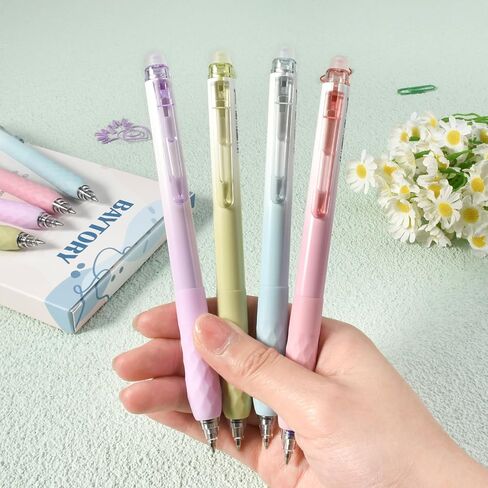 BAYTORY 8Pcs Fine Point Erasable Gel Pens, 0.5mm Retractable Black and Blue Ink Pen, Smooth Writhing Comfortable to Use for Taking Marking Planner Crossword Puzzles (Multicolor) in Kuwait