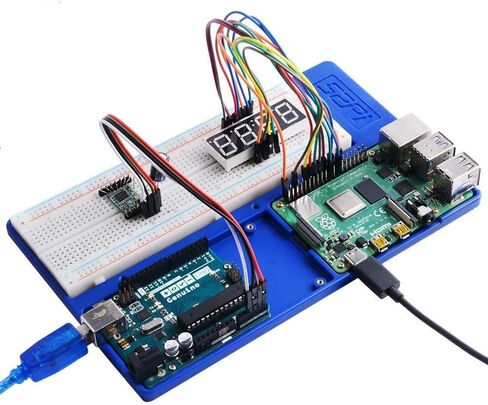 GeeekPi ABS Holder Breadboard Holder for Raspberry Pi 4B, 5 in 1 Base Plate Case for Raspberry Pi 4 Model B,3B+,3B,2B,B+,Zero,Zero W(2) and Arduino UNO,Arduino Mega 2560 (Blue Holder) in Saudi Arabia