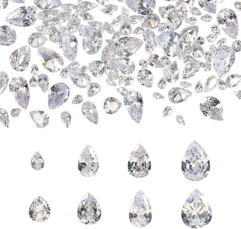 Beadthoven Mini Crystal Cubic Zirconia Stone Cabochons Faceted Pointed Back Rhinestone Gems CZ Diamonds Beads for DIY Jewelry Making Nail Art Craft Ring Embellishment Decorations in Saudi Arabia