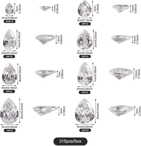 Beadthoven Mini Crystal Cubic Zirconia Stone Cabochons Faceted Pointed Back Rhinestone Gems CZ Diamonds Beads for DIY Jewelry Making Nail Art Craft Ring Embellishment Decorations in Saudi Arabia