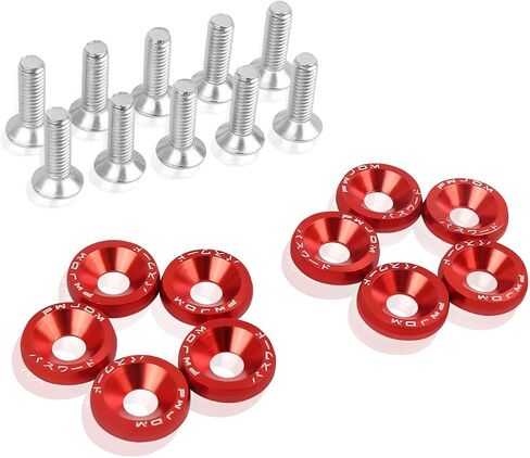 10 Pcs Fender Bumper Washer Bolt M6 Aluminum Fasteners Screws Kit Engine Bay Dress Up Kit for Most Vehicle Replacement Screw Trim(Black) in Saudi Arabia