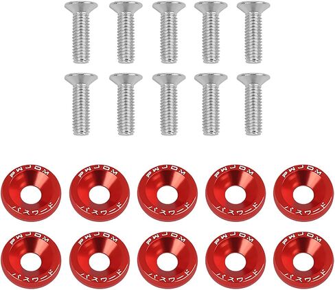 10 Pcs Fender Bumper Washer Bolt M6 Aluminum Fasteners Screws Kit Engine Bay Dress Up Kit for Most Vehicle Replacement Screw Trim(Black) in Saudi Arabia