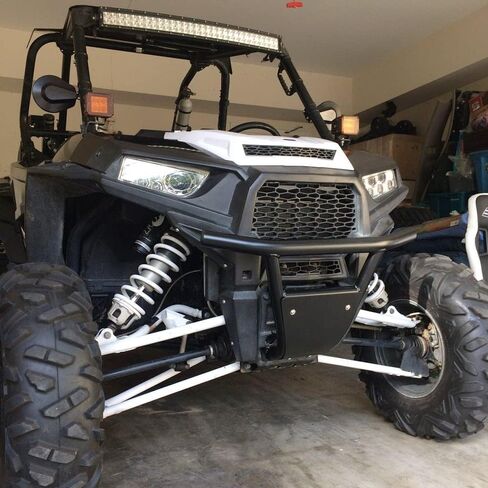 المصد الأمامي ELITEWILL RZR عالي التحمل مع شريط إضاءة ولوحة انزلاقية قابلة للإزالة متوافقة مع Polaris RZR 900/ XP 1000/XP4 1000 /Turbo 2014-2022 in Kuwait