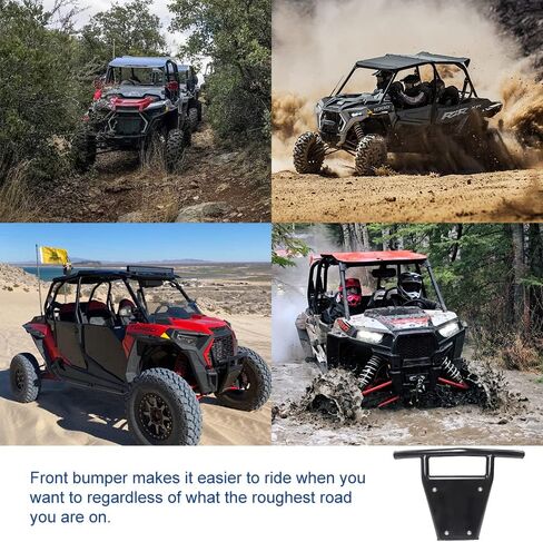 المصد الأمامي ELITEWILL RZR عالي التحمل مع شريط إضاءة ولوحة انزلاقية قابلة للإزالة متوافقة مع Polaris RZR 900/ XP 1000/XP4 1000 /Turbo 2014-2022 in Kuwait