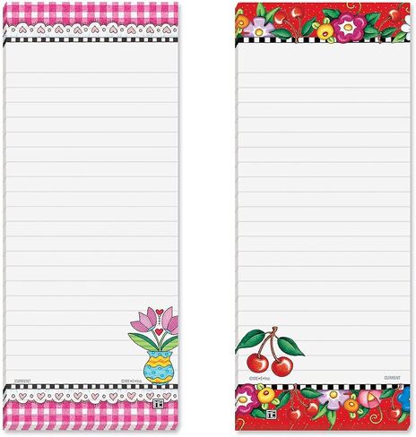 Mary Engelbreit Bright Floral Magnetic Notepad Set – Set of 12 Memo Pads, 6 Designs, 30-Sheet Pads, 3¼ x 8 Inches, Shopping List, to-Do Notes, Printed in The USA, by Current in Saudi Arabia