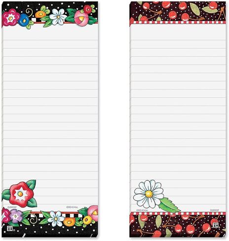 Mary Engelbreit Bright Floral Magnetic Notepad Set – Set of 12 Memo Pads, 6 Designs, 30-Sheet Pads, 3¼ x 8 Inches, Shopping List, to-Do Notes, Printed in The USA, by Current in Saudi Arabia