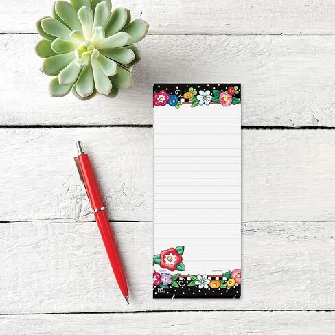 Mary Engelbreit Bright Floral Magnetic Notepad Set – Set of 12 Memo Pads, 6 Designs, 30-Sheet Pads, 3¼ x 8 Inches, Shopping List, to-Do Notes, Printed in The USA, by Current in Saudi Arabia