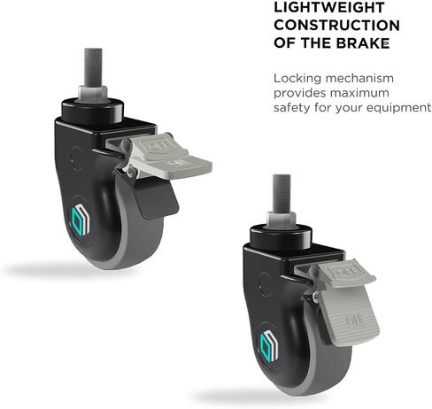 ONKRON Designer Caster Wheels 3 Inch for Mobile TV Cart TV Stand Heavy Duty Smooth Running with Double Safety Lock Plastic Casing Set of 4 AWL75 Black in Saudi Arabia