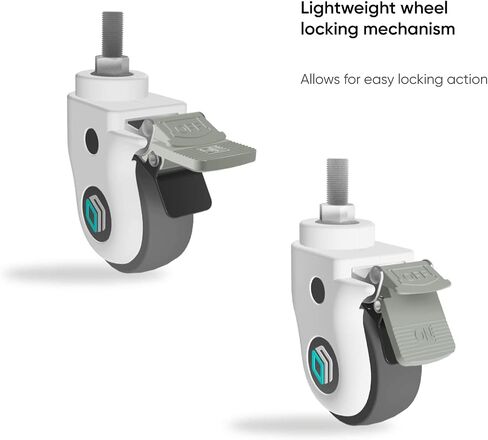 ONKRON Designer Caster Wheels 3 Inch for Mobile TV Cart TV Stand Heavy Duty Smooth Running with Double Safety Lock Plastic Casing Set of 4 AWL75 Black in Saudi Arabia
