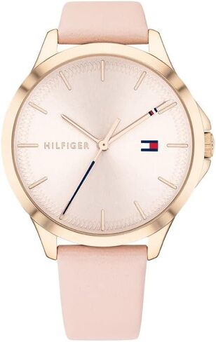 Tommy Hilfiger Women's Stainless Steel Quartz Watch with Leather Calfskin Strap, Pink, 17 (Model: 1782090) in Kuwait