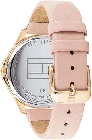 Tommy Hilfiger Women's Stainless Steel Quartz Watch with Leather Calfskin Strap, Pink, 17 (Model: 1782090) in Kuwait