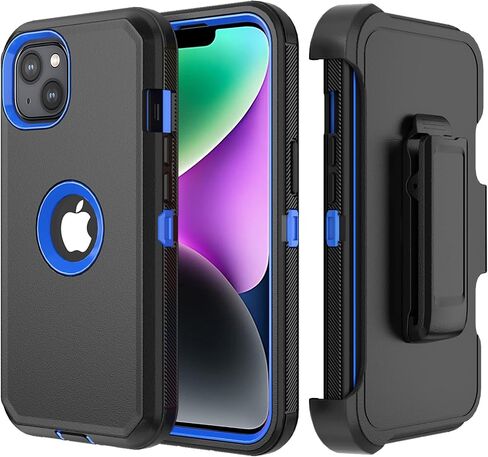 Phone Case for iPhone 14 Plus Case,Heavy Duty Hard Shockproof Armor Protector Case Cover with Belt Clip Holster for Apple iPhone 14 Plus 6.7 5G 2022 Phone Case (Black) in Saudi Arabia