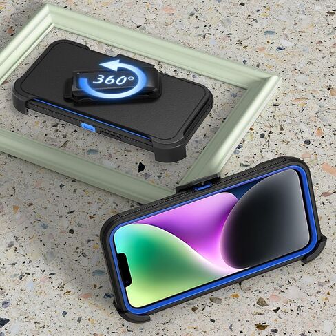 Phone Case for iPhone 14 Plus Case,Heavy Duty Hard Shockproof Armor Protector Case Cover with Belt Clip Holster for Apple iPhone 14 Plus 6.7 5G 2022 Phone Case (Black) in Saudi Arabia